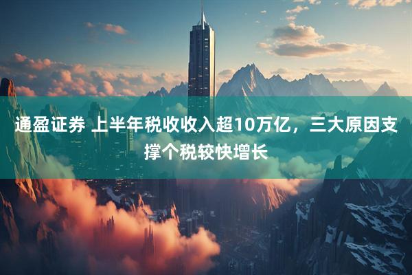 通盈证券 上半年税收收入超10万亿，三大原因支撑个税较快增长