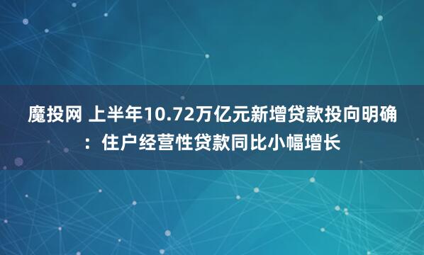 魔投网 上半年10.72万亿元新增贷款投向明确：住户经营性贷款同比小幅增长